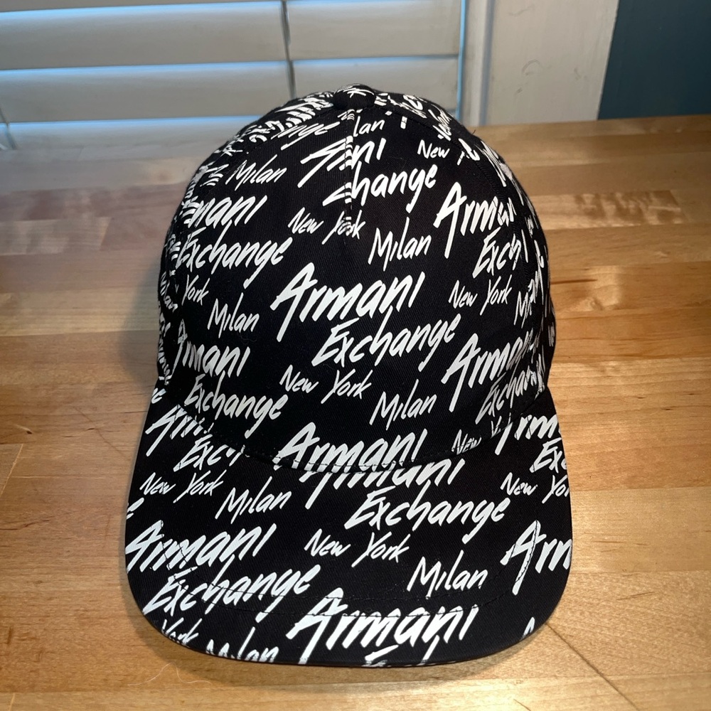 Armani Exchange Black and White Script Cap